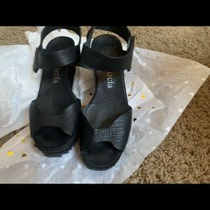 Pedro Garcia black, pebbled leather sandals